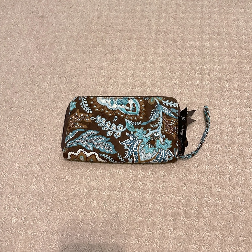 Vera Bradley Zip Around Wallet, Java Brown And Te… - image 1
